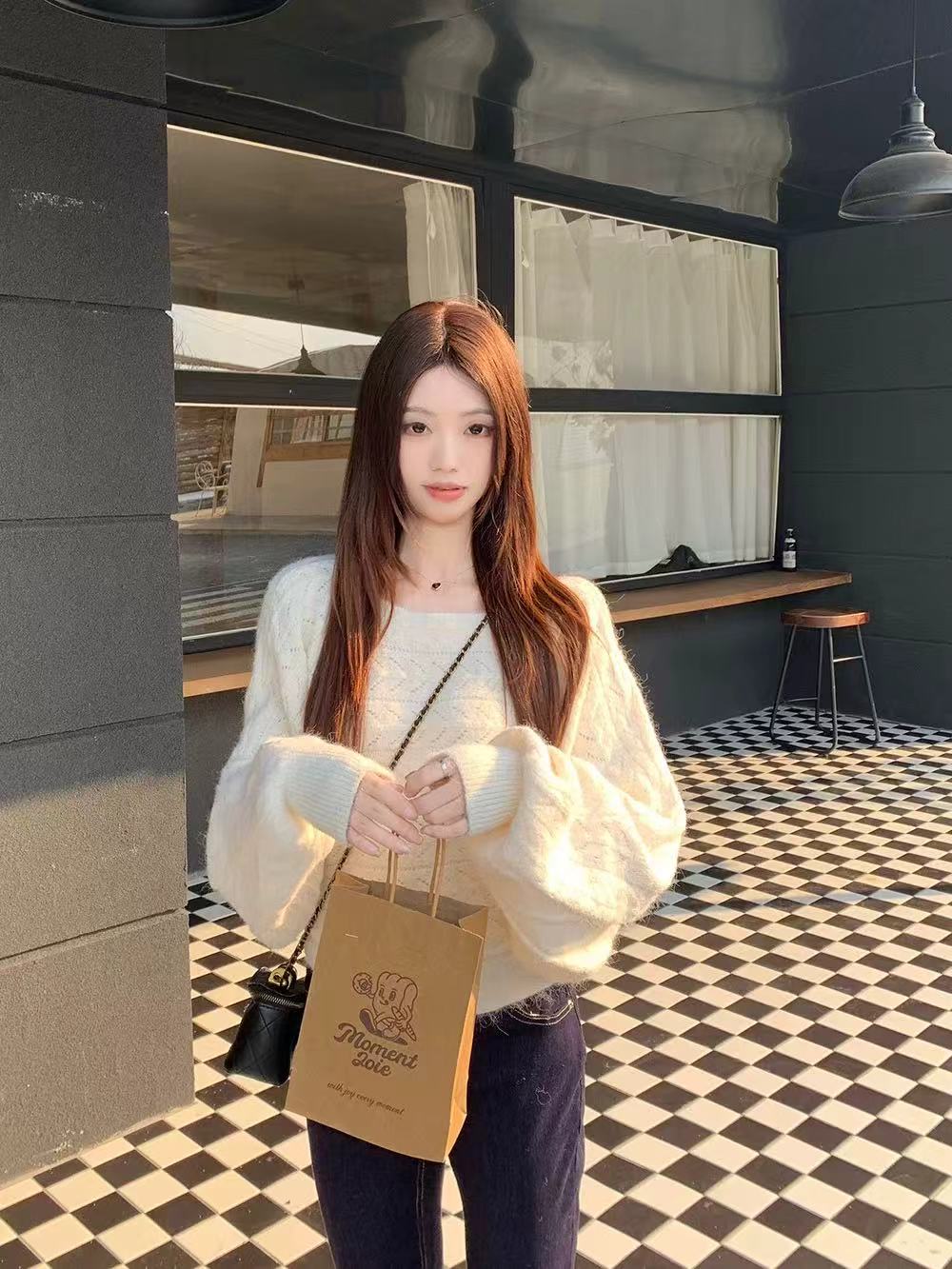 💕chic韓系蝙蝠袖針織百搭毛衣