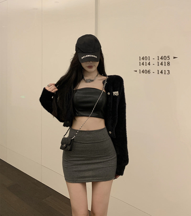 💕百搭必備顯瘦彈力氣質包臀短裙
