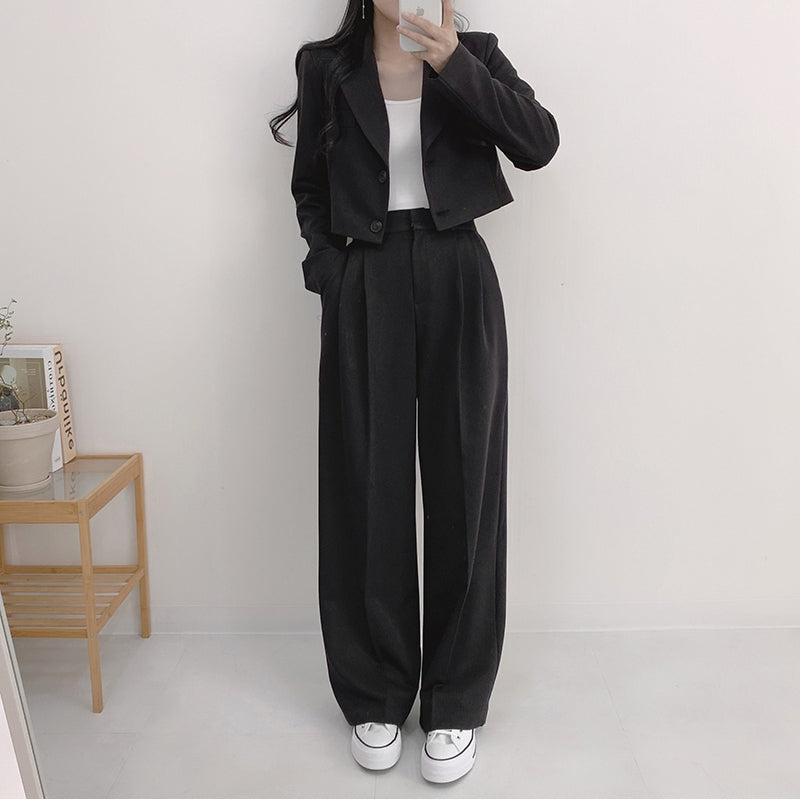 💕chic秋季寬鬆休閒西裝長褲兩件套