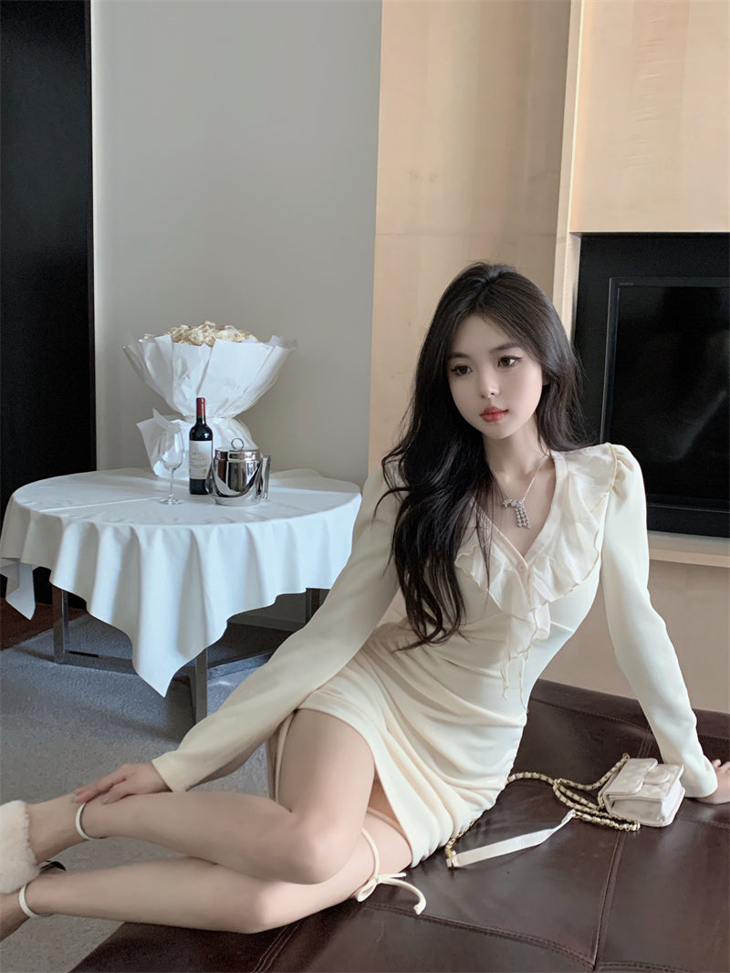 💕秋季溫柔抽繩設計氣質包臀短裙