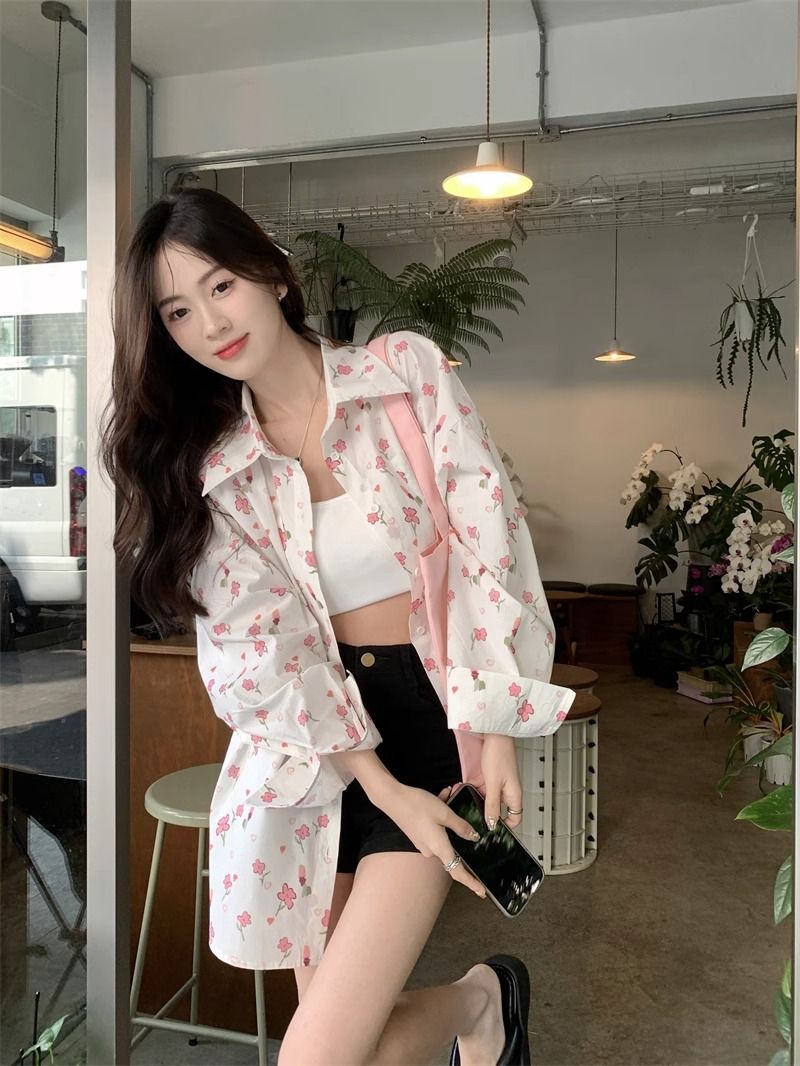 💕甜美薄款小花朵防曬襯衫外搭