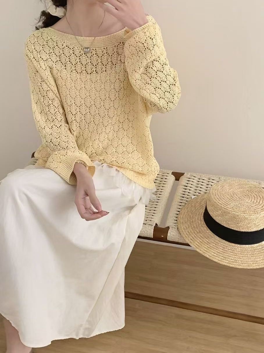 💕韓系溫柔鏤空鉤花薄款罩衫