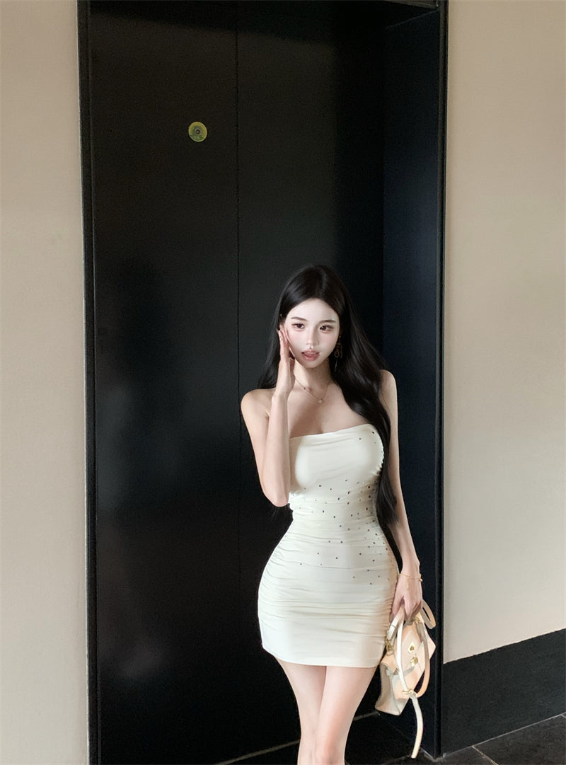 💕夏季性感網紗絕美抹胸包臀短裙