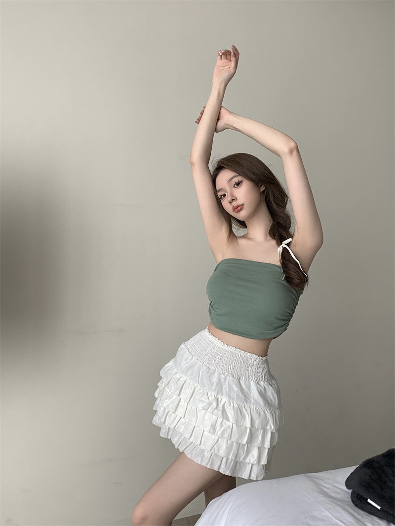 💕氣質百搭彈力修身短款抹胸背心單品