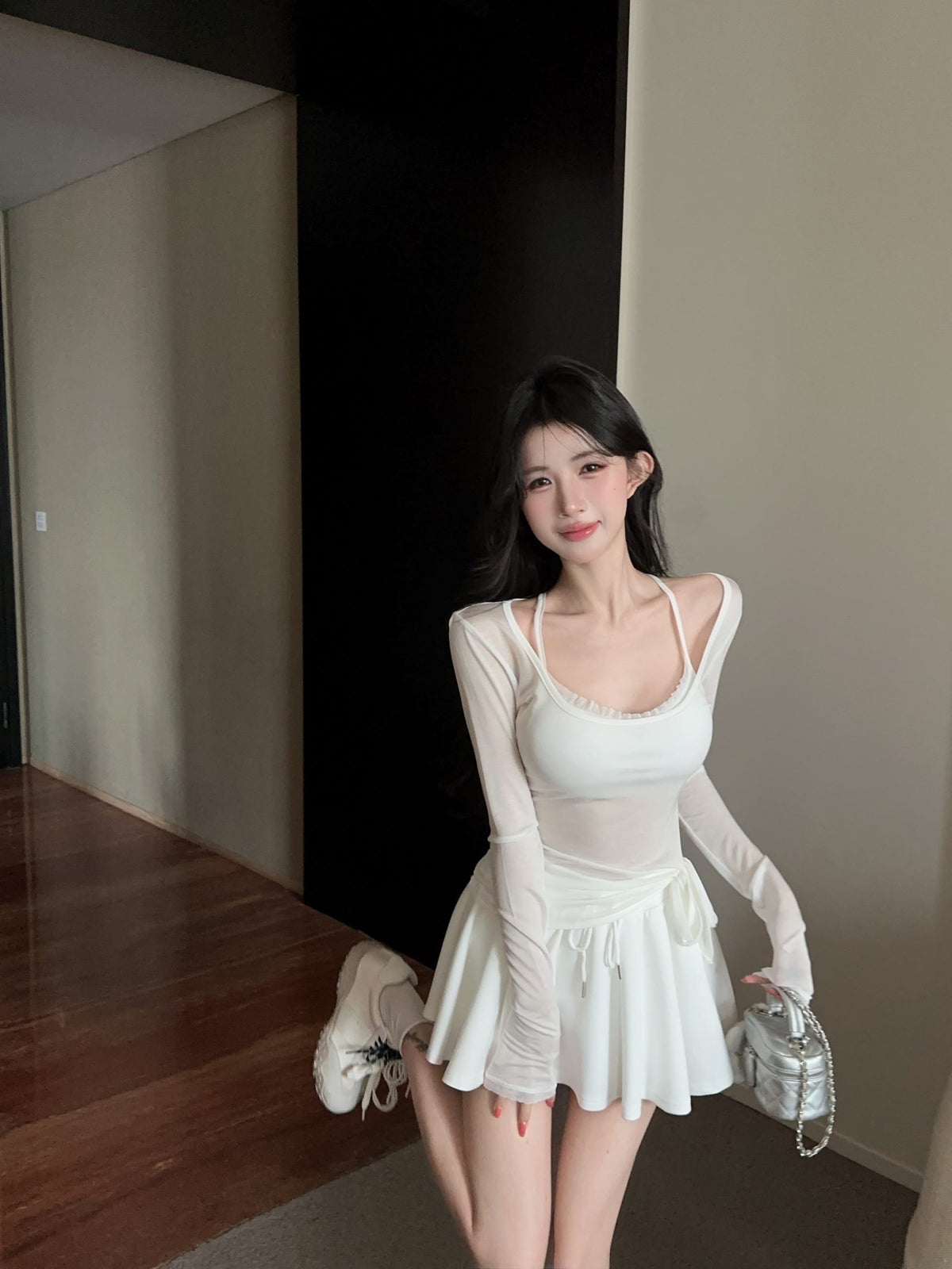 💕海邊度假防曬蕾絲吊帶抽繩三件套