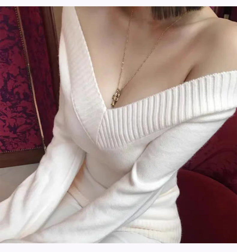 💕韓系秋冬東大門鬆弛感V領顯瘦長袖上衣
