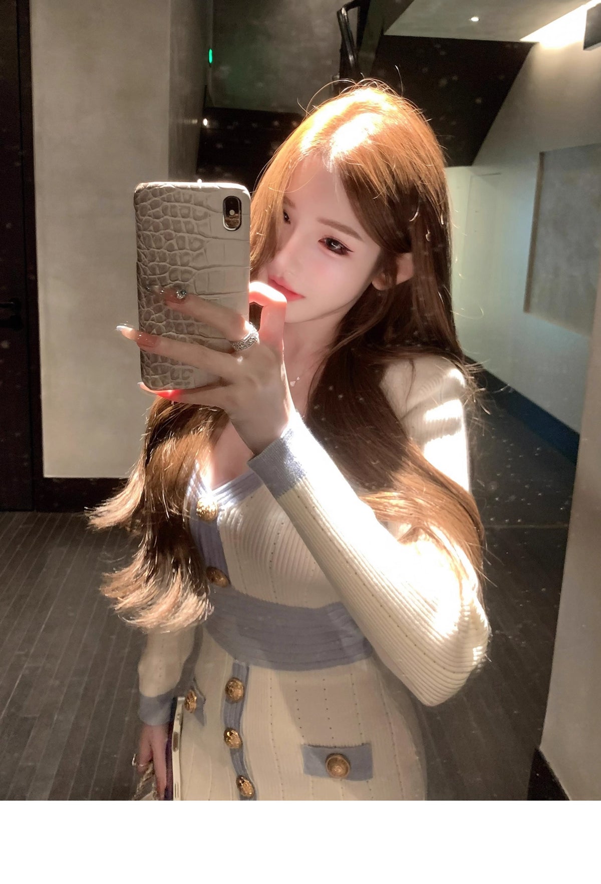 💕韓系針織千金小個子OL風連衣包臀裙