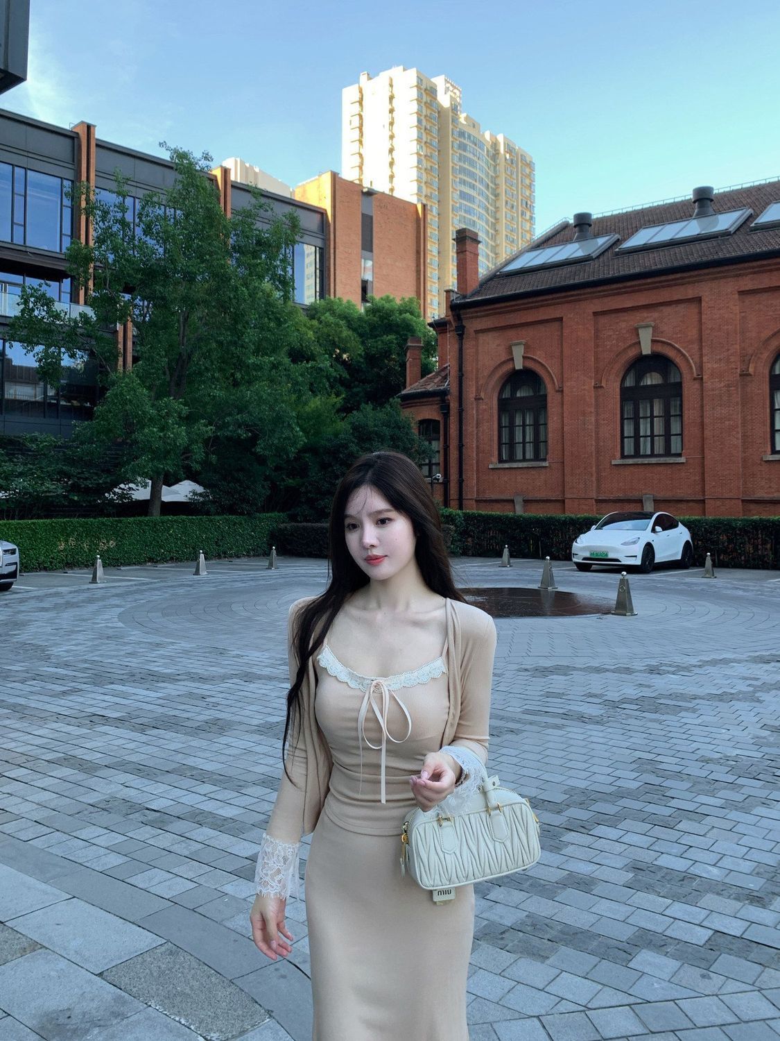 💕溫柔御姊休閒蕾絲吊帶半身裙三件套