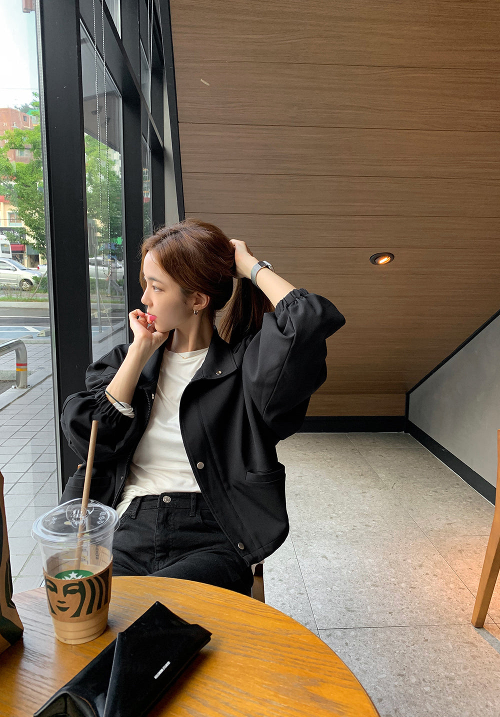 💕通勤簡約百搭休閒純色夾克