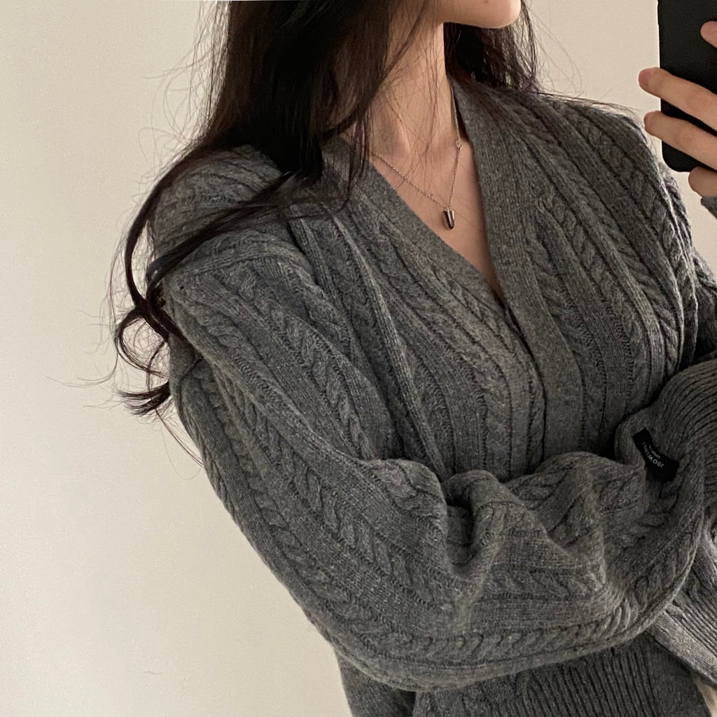 💕韓系chic秋冬復古麻花翻領毛衣