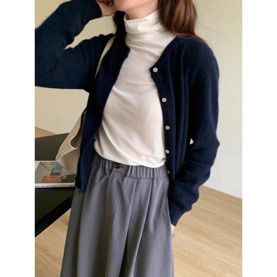 💕春秋圓領短款針織寬鬆慵懶外穿開衫