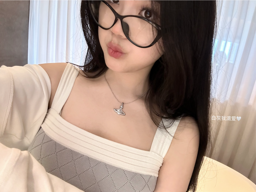 💕韓系撞色拼接吊帶冰絲連身裙