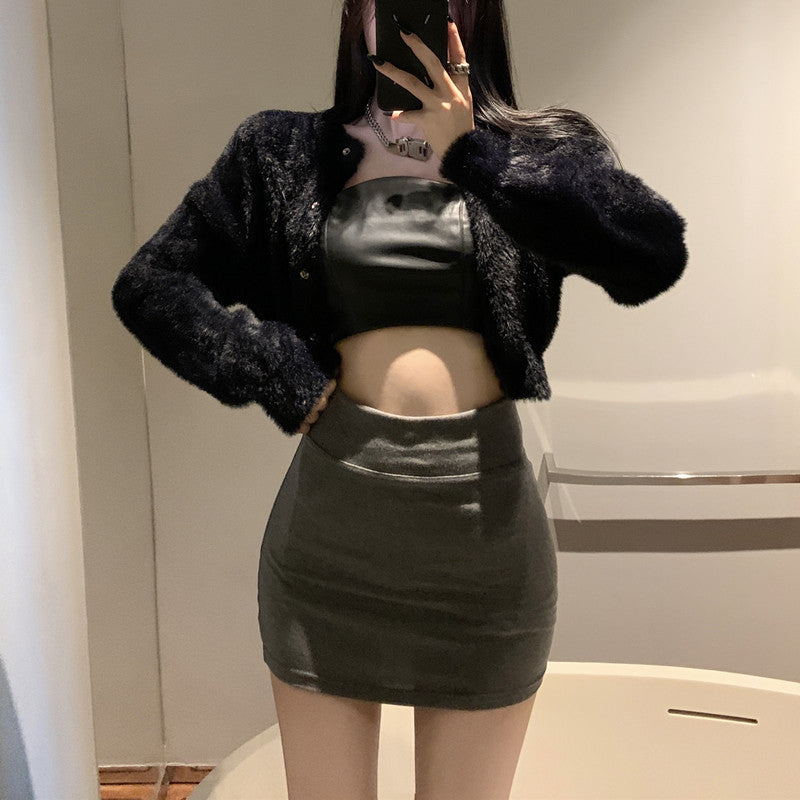 💕百搭必備顯瘦彈力氣質包臀短裙