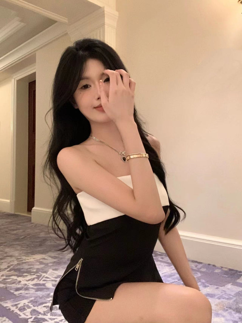 💕高級感撞色小香抹胸甜辣上衣
