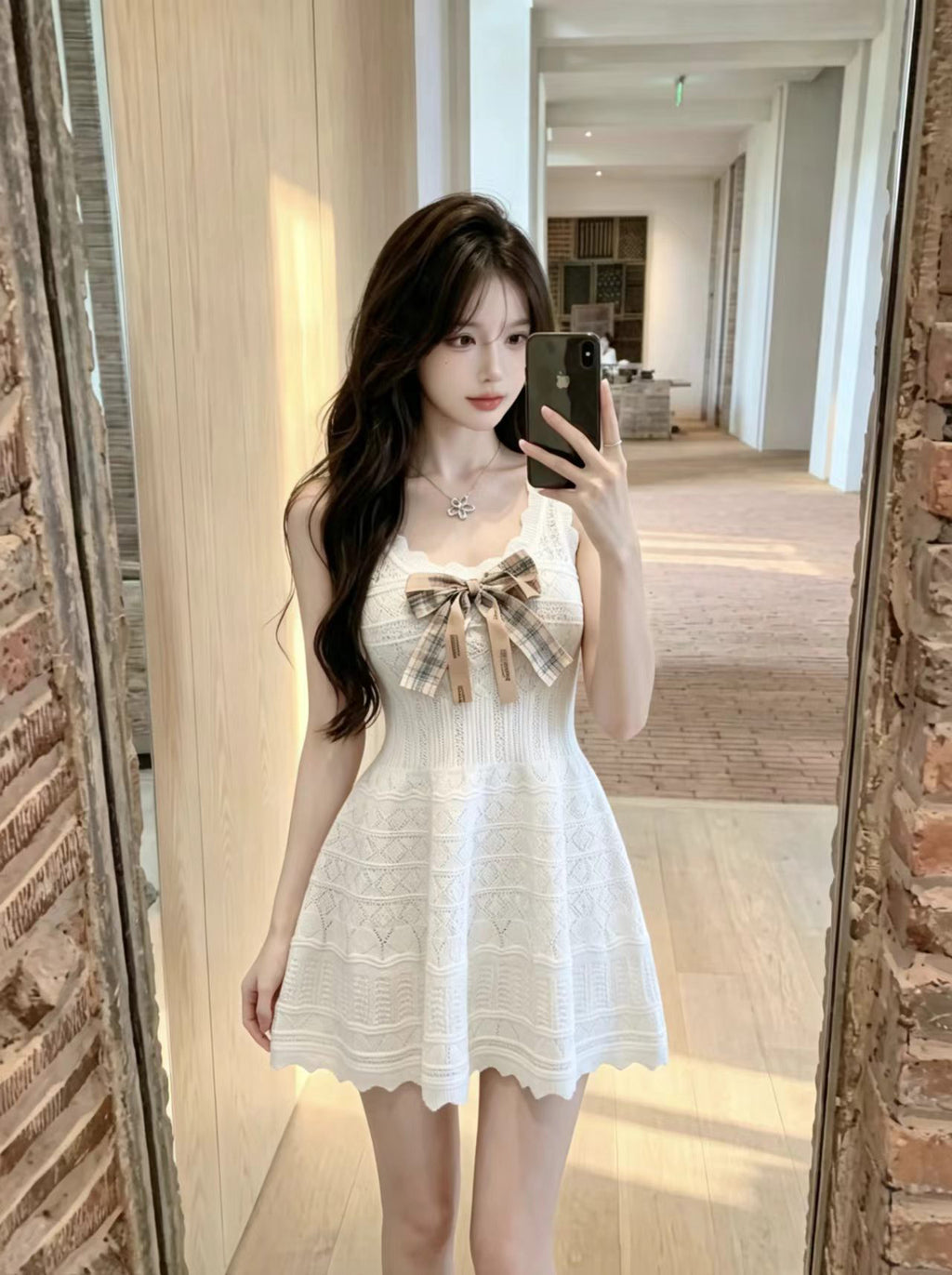💕純欲性感蝴蝶結收腰吊帶連衣裙