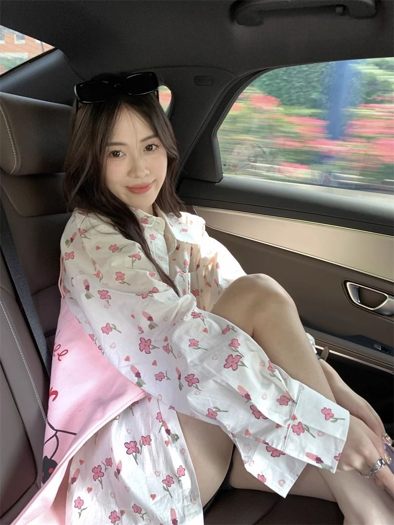 💕甜美薄款小花朵防曬襯衫外搭