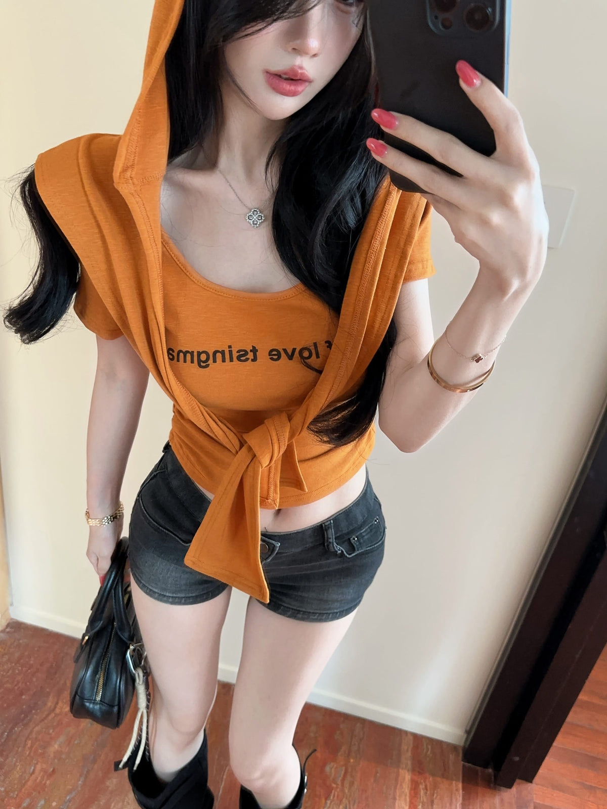 💕夏季時尚百搭圓領連帽披肩兩件套