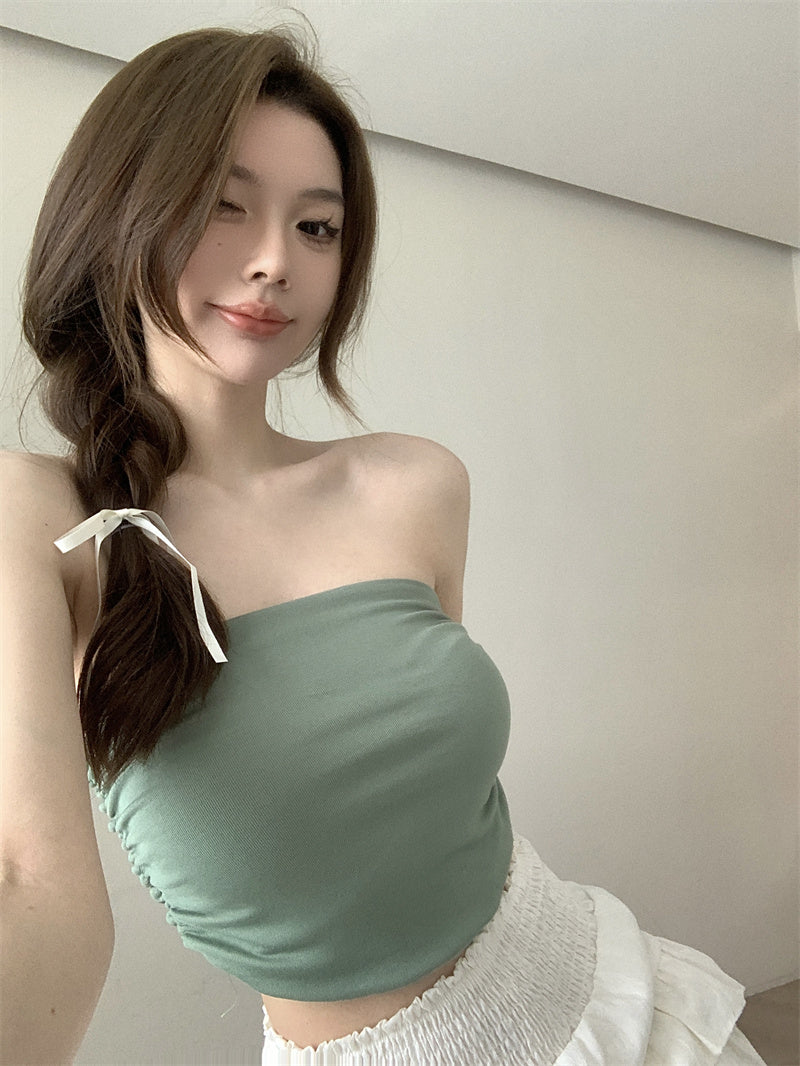💕氣質百搭彈力修身短款抹胸背心單品
