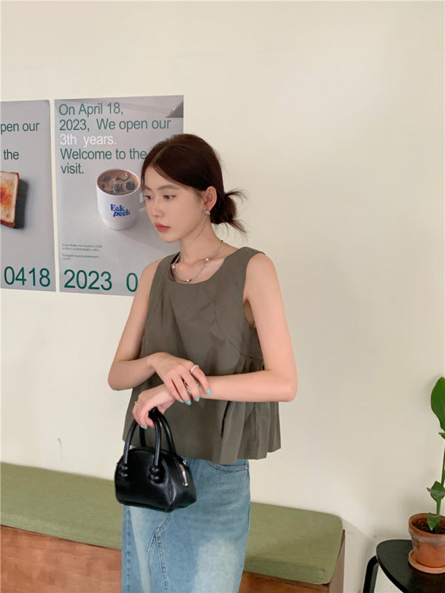 💕夏季甜美蝴蝶結兩穿寬鬆百搭無袖背心上衣