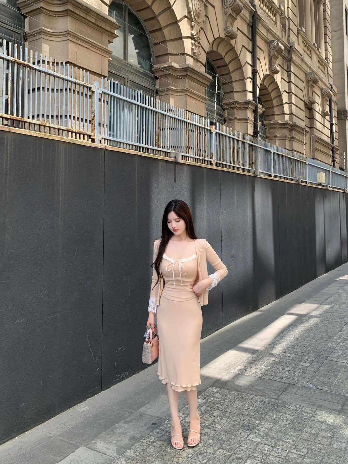 💕溫柔御姊休閒蕾絲吊帶半身裙三件套
