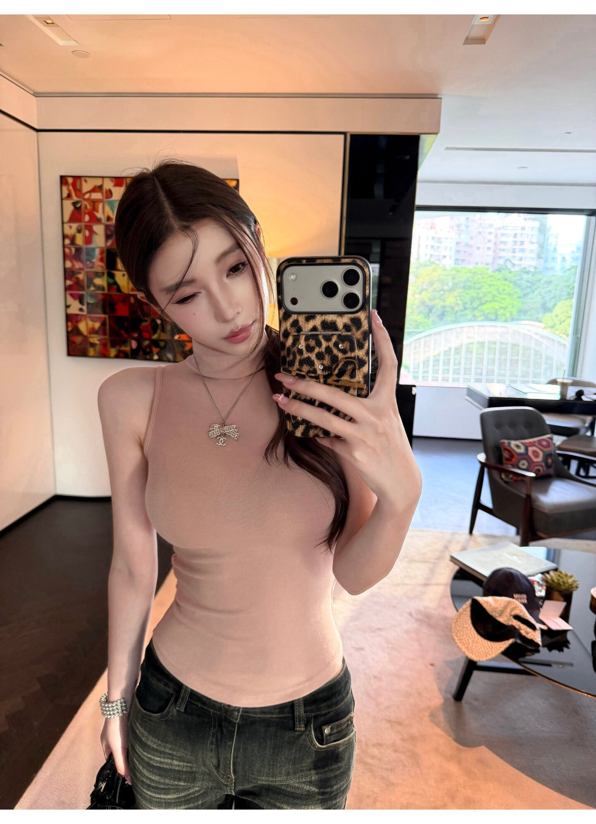 💕溫柔奶氣無袖半高領針織背心+開衫兩件套
