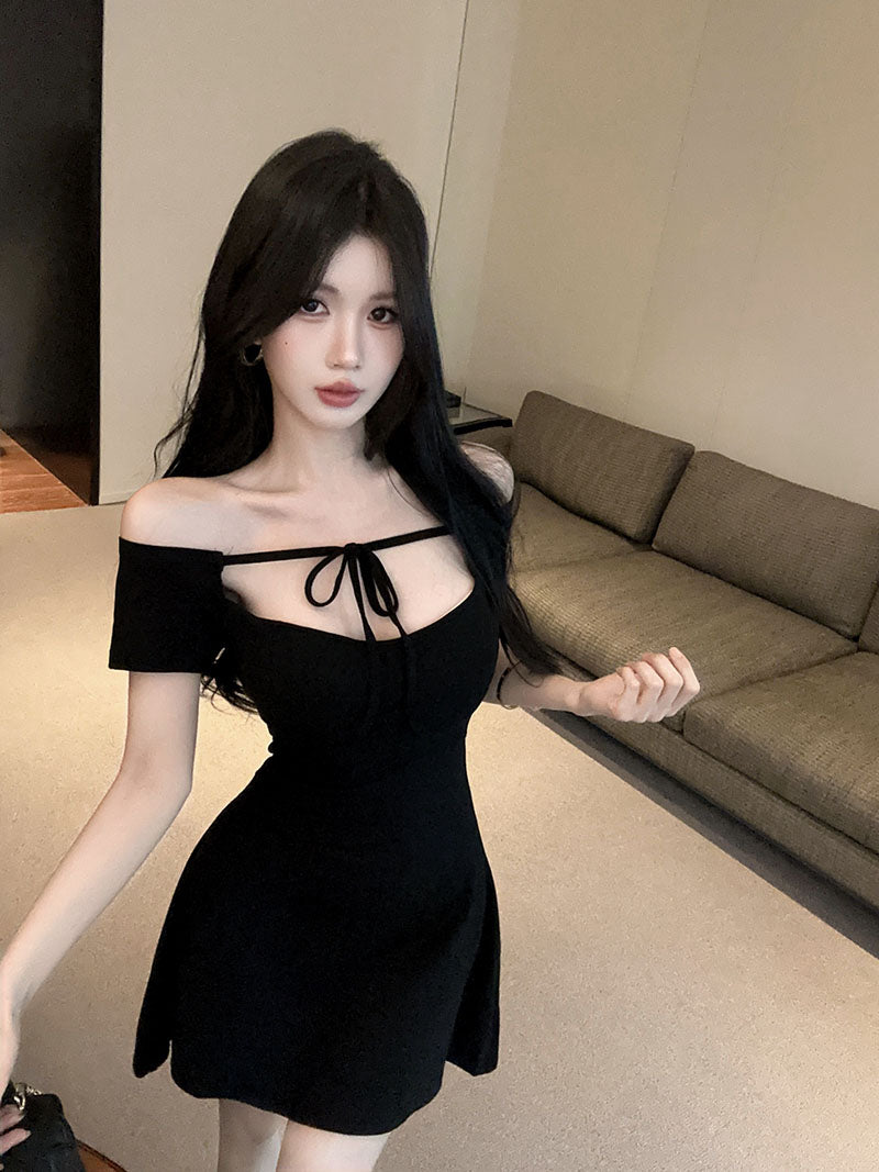 💕氛圍感系帶針織純御小黑裙