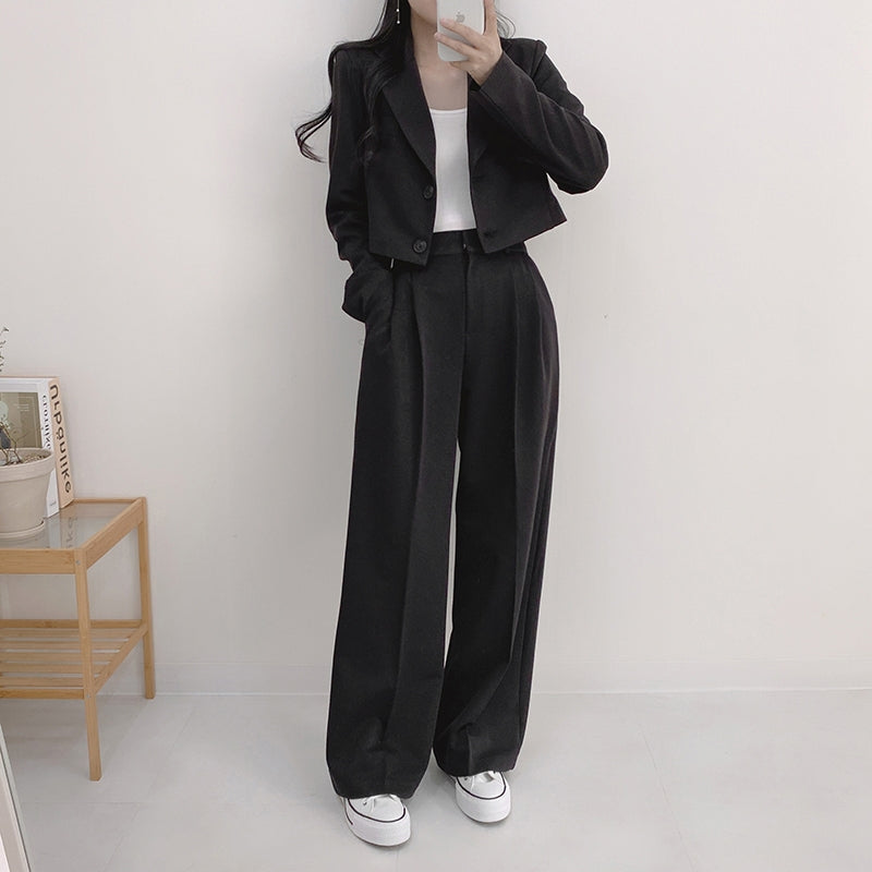 💕chic秋季寬鬆休閒西裝長褲兩件套