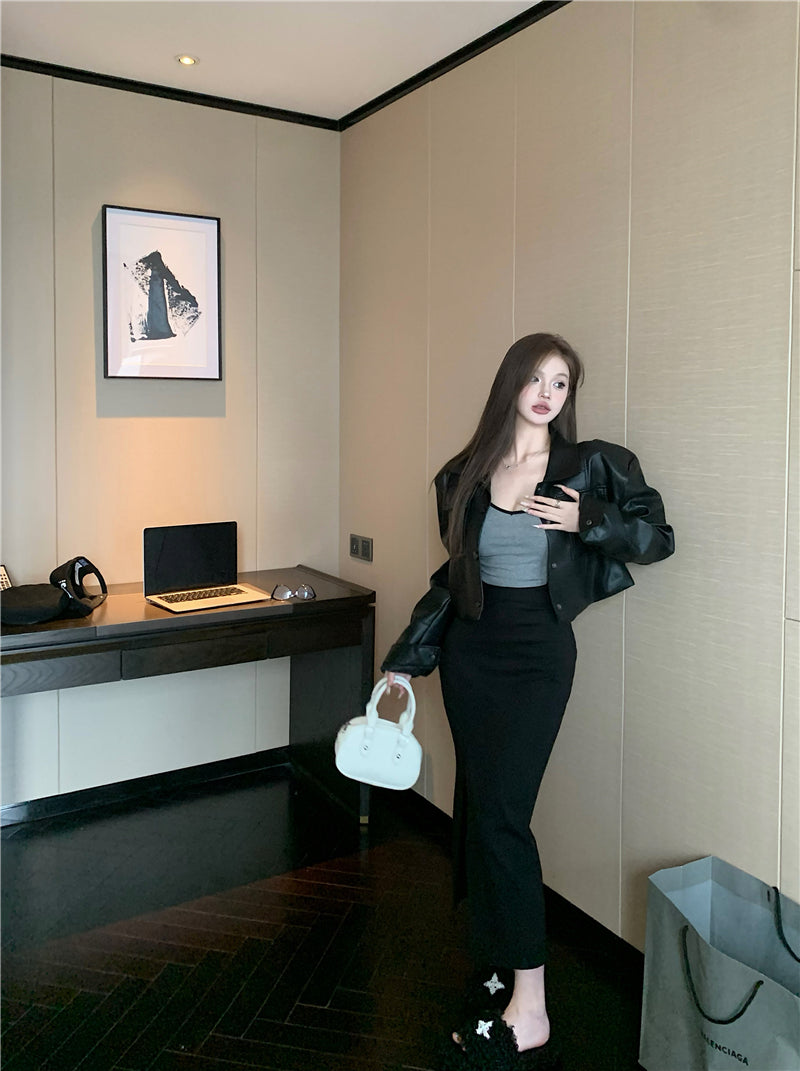 💕甜酷系炸街短款皮衣夾克外套