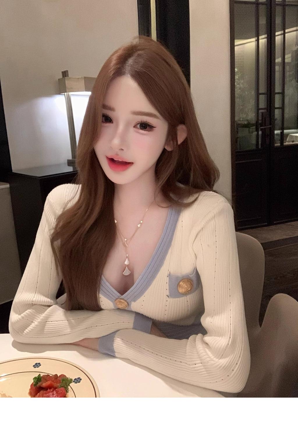💕韓系針織千金小個子OL風連衣包臀裙