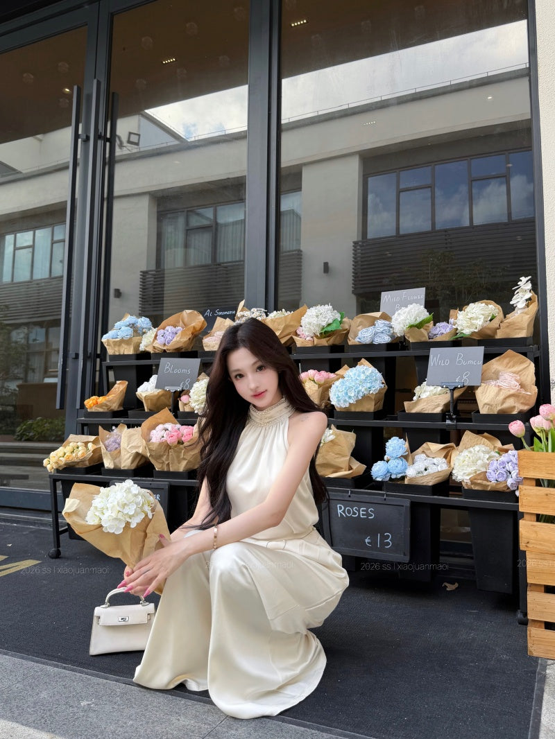 💕精緻千金感珍珠緞面套裝