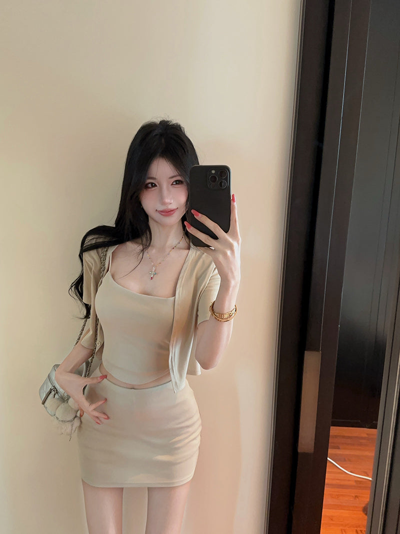 💕純御性感辣妹吊帶防曬半身裙三件套