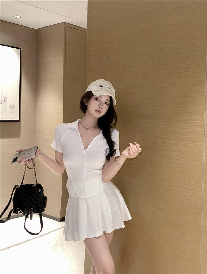 💕簡約百搭休閒polo衫純欲運動兩件套