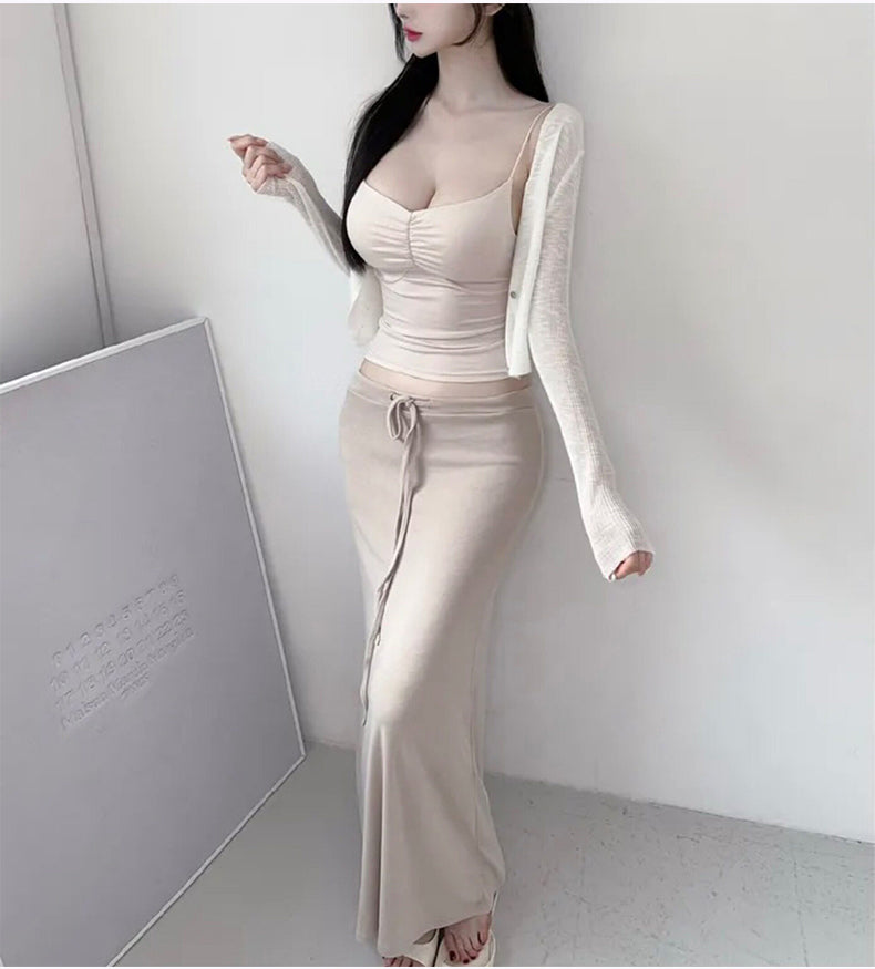 💕chic韓系垂墜感顯瘦低腰包臀魚尾半身裙