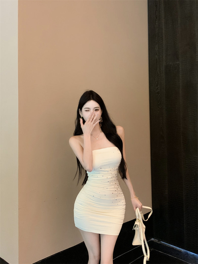 💕夏季性感網紗絕美抹胸包臀短裙