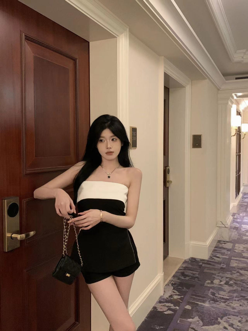 💕高級感撞色小香抹胸甜辣上衣