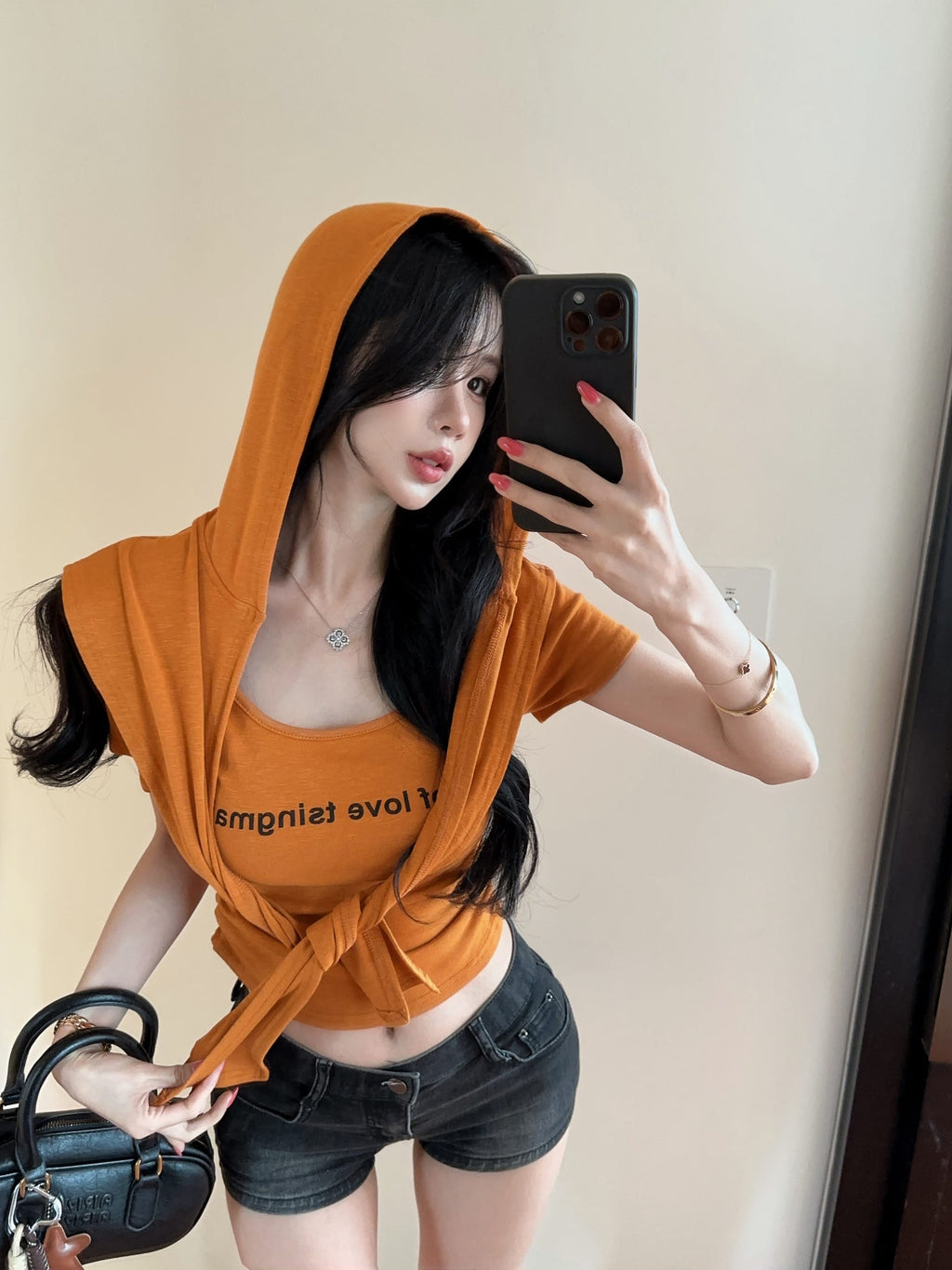 💕夏季時尚百搭圓領連帽披肩兩件套