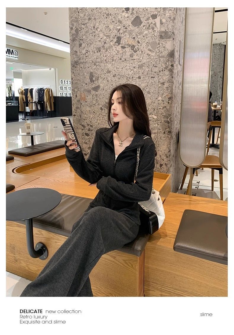 💕ins系慵懶風休閒運動服闊腿長褲套裝