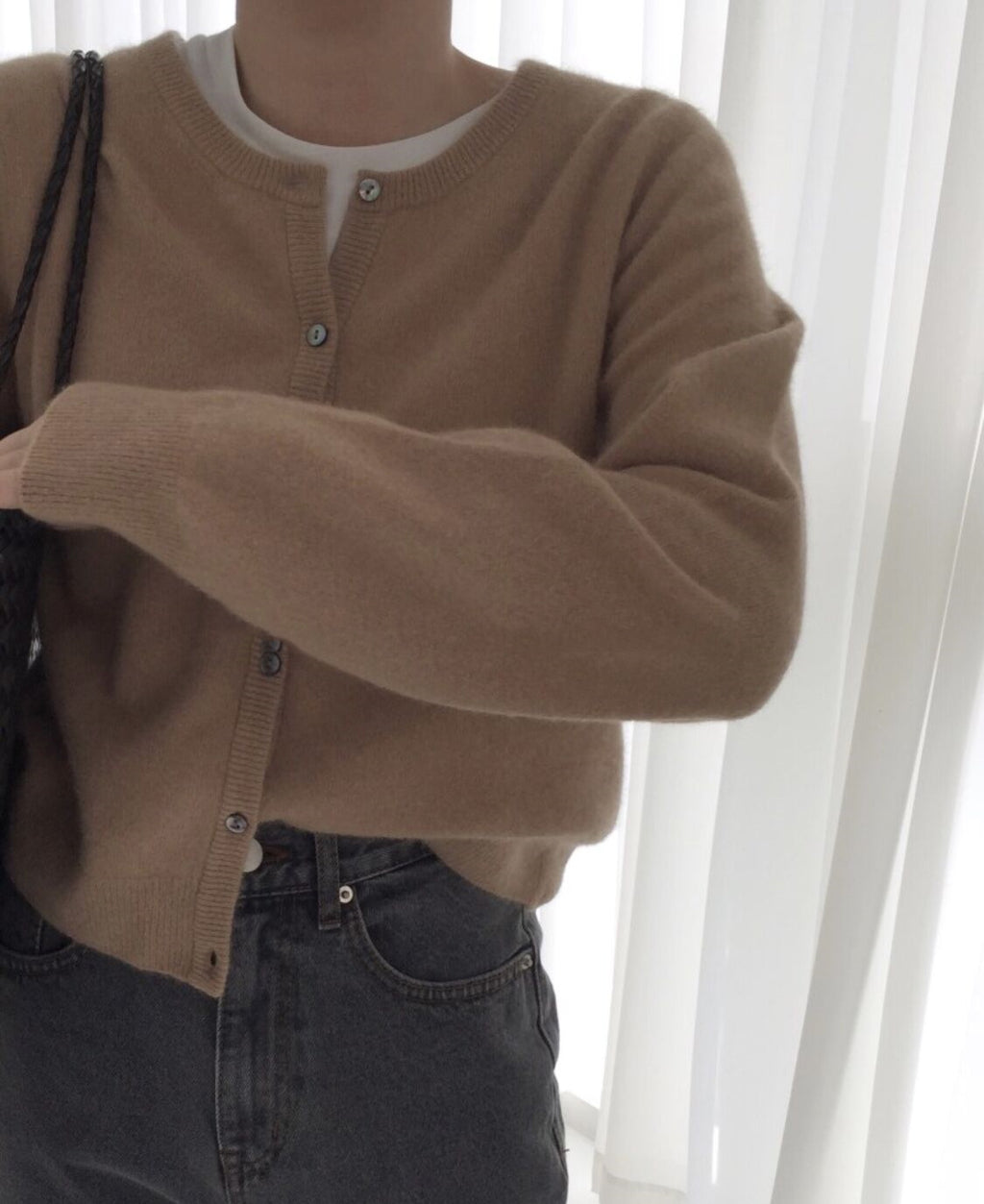 💕春秋圓領短款針織寬鬆慵懶外穿開衫