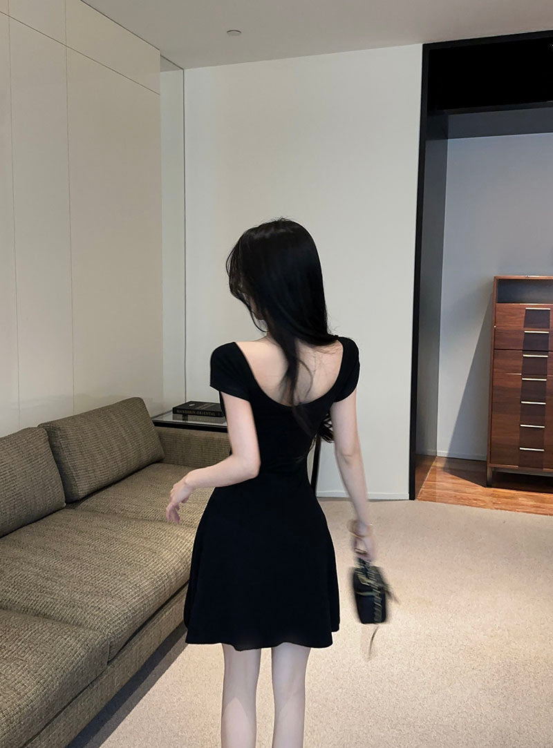 💕氛圍感系帶針織純御小黑裙