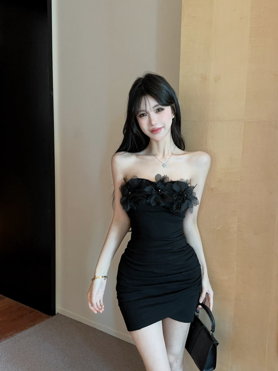 💕簡約氣質包臀抹胸連衣裙