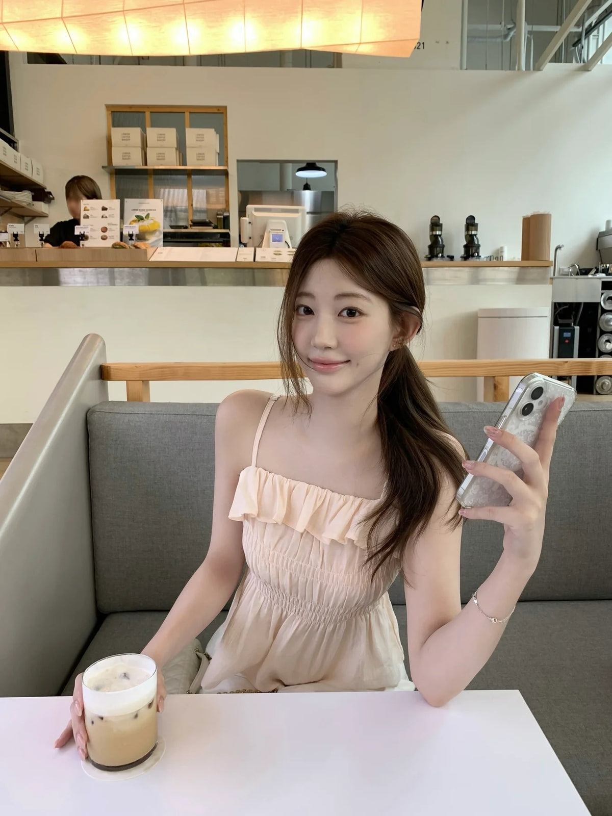 💕法式氣質溫柔荷葉邊皺褶吊帶背心