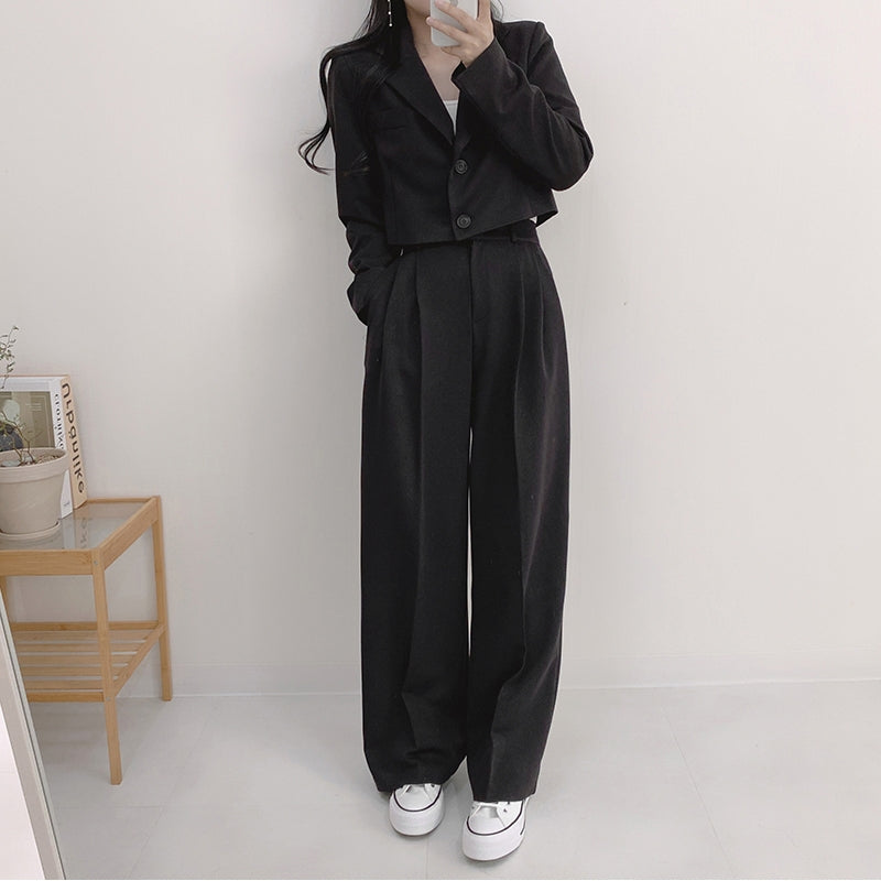 💕chic秋季寬鬆休閒西裝長褲兩件套