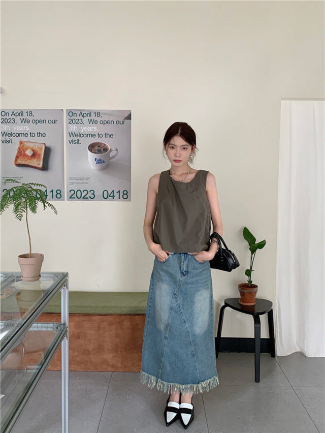 💕夏季甜美蝴蝶結兩穿寬鬆百搭無袖背心上衣