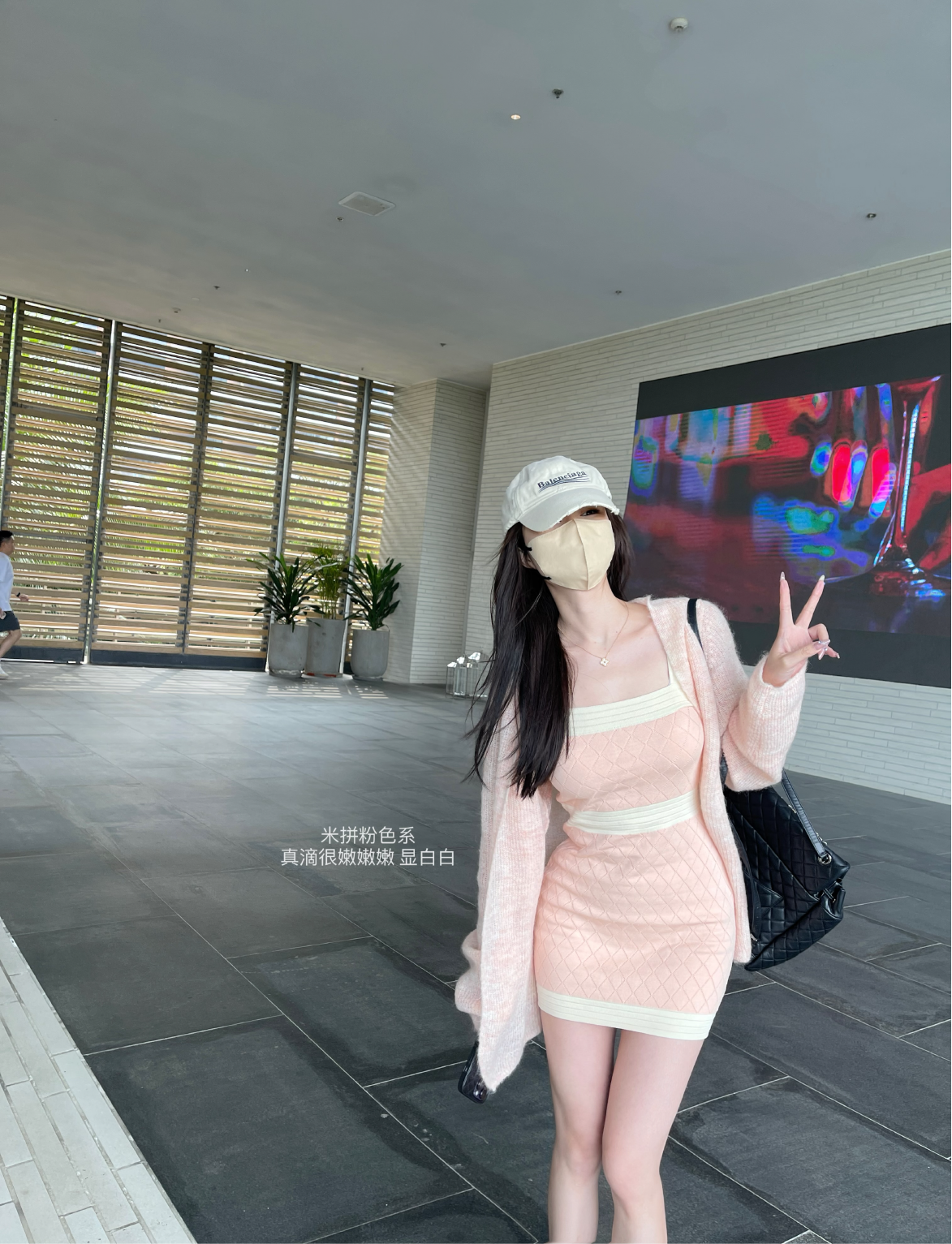 💕韓系撞色拼接吊帶冰絲連身裙