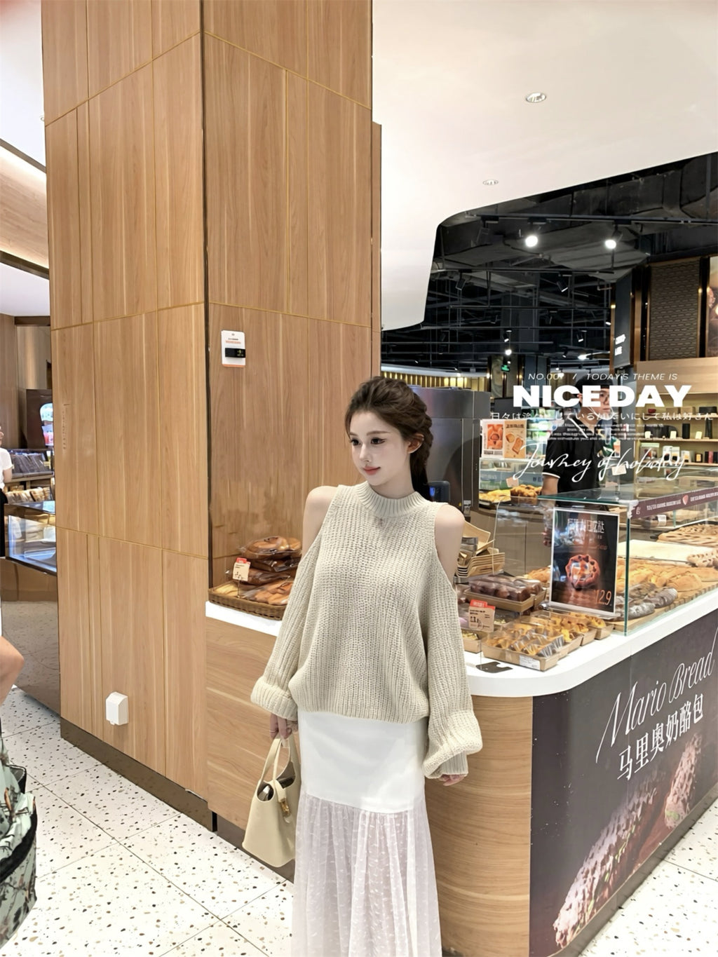 💕韓系掛脖露肩長袖針織復古慵懶毛衣