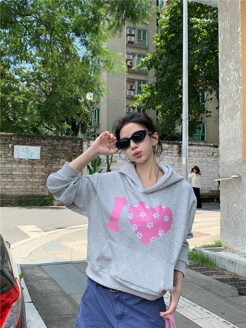 💕韓系愛心印花短款連帽衛衣