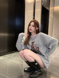 💕美式帥氣杜賓犬印花寬鬆中長衛衣