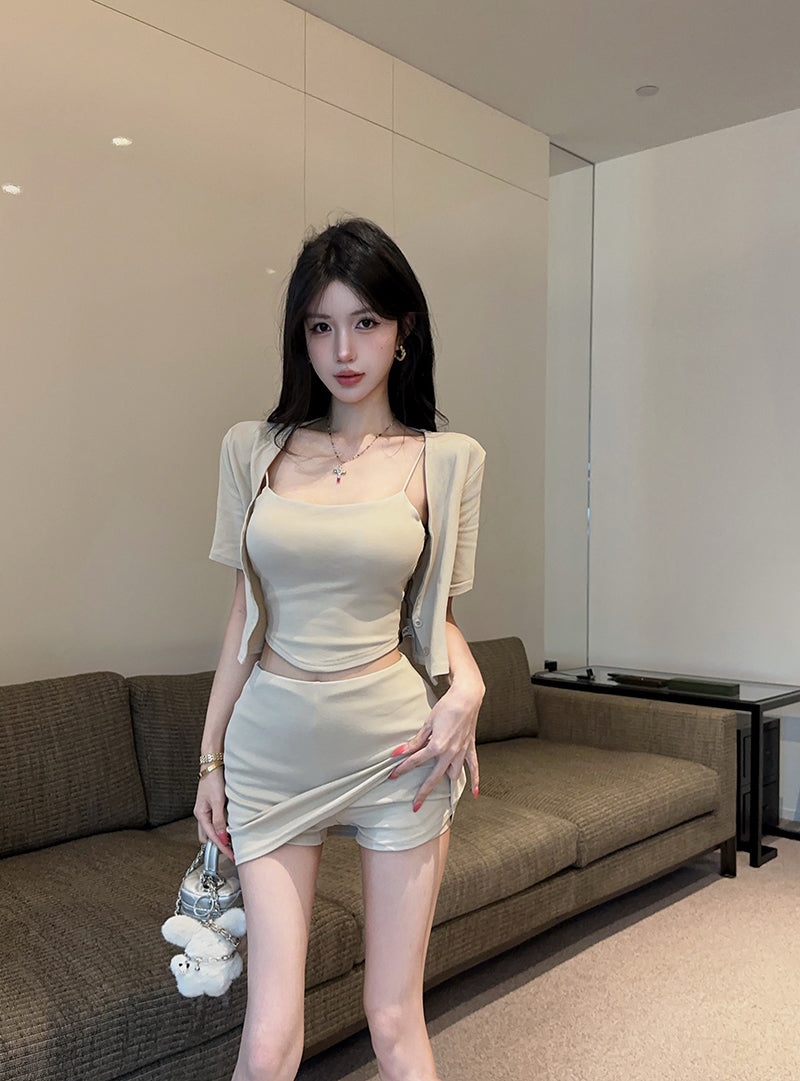 💕純御性感辣妹吊帶防曬半身裙三件套