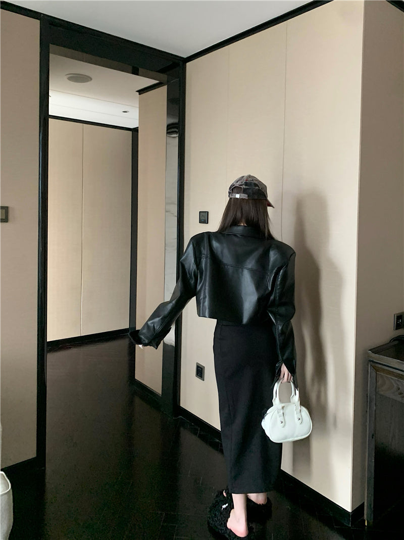 💕甜酷系炸街短款皮衣夾克外套