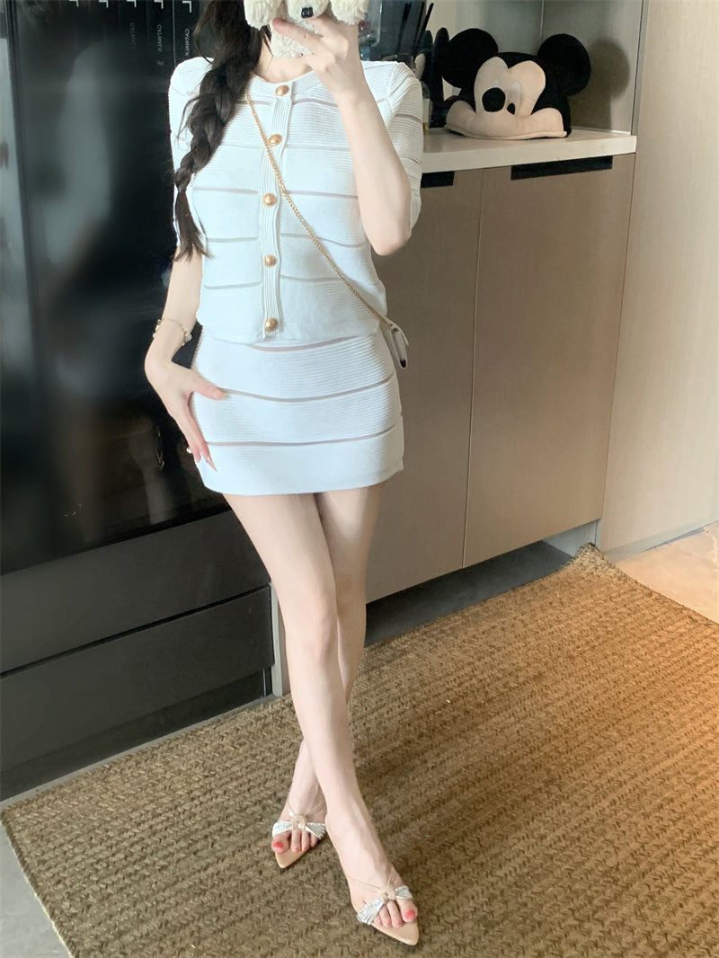 💕輕熟風拼接吊帶連衣裙外套套裝